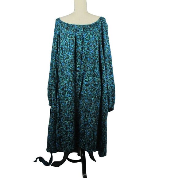 Terra & Sky Dress Knee Length Shirred Floral Belted with POCKETS 3X - Picture 7 of 11